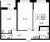 Планировка двухкомнатной квартиры площадью 60.96 кв. м в новостройке ЖК "Аквилон ZALIVE"