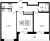 Планировка двухкомнатной квартиры площадью 57.67 кв. м в новостройке ЖК "Аквилон ZALIVE"