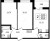 Планировка двухкомнатной квартиры площадью 60.98 кв. м в новостройке ЖК "Аквилон ZALIVE"