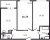 Планировка двухкомнатной квартиры площадью 60.29 кв. м в новостройке ЖК "Аквилон ZALIVE"