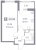 Планировка однокомнатной квартиры площадью 40.84 кв. м в новостройке ЖК "Графика"