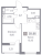 Планировка однокомнатной квартиры площадью 38.86 кв. м в новостройке ЖК "Графика"