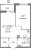 Планировка однокомнатной квартиры площадью 47.85 кв. м в новостройке ЖК "Графика"