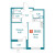 Планировка однокомнатной квартиры площадью 38.82 кв. м в новостройке ЖК "Графика"