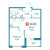Планировка однокомнатной квартиры площадью 39.2 кв. м в новостройке ЖК "Графика"