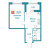 Планировка однокомнатной квартиры площадью 31.11 кв. м в новостройке ЖК "Графика"