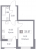 Планировка однокомнатной квартиры площадью 33.57 кв. м в новостройке ЖК "Графика"