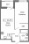 Планировка однокомнатной квартиры площадью 46.78 кв. м в новостройке ЖК "Графика"