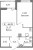 Планировка однокомнатной квартиры площадью 46.39 кв. м в новостройке ЖК "Графика"