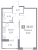 Планировка однокомнатной квартиры площадью 39.07 кв. м в новостройке ЖК "Графика"