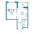 Планировка однокомнатной квартиры площадью 31.08 кв. м в новостройке ЖК "Графика"