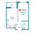 Планировка однокомнатной квартиры площадью 38.35 кв. м в новостройке ЖК "Графика"
