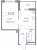 Планировка однокомнатной квартиры площадью 33.25 кв. м в новостройке ЖК "Графика"
