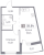 Планировка однокомнатной квартиры площадью 38.84 кв. м в новостройке ЖК "Графика"