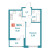 Планировка однокомнатной квартиры площадью 38.14 кв. м в новостройке ЖК "Графика"