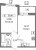Планировка однокомнатной квартиры площадью 38.41 кв. м в новостройке ЖК "Графика"