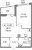 Планировка однокомнатной квартиры площадью 43.01 кв. м в новостройке ЖК "Графика"