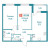Планировка двухкомнатной квартиры площадью 61.55 кв. м в новостройке ЖК "Графика"