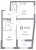 Планировка двухкомнатной квартиры площадью 53.39 кв. м в новостройке ЖК "Графика"