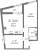 Планировка двухкомнатной квартиры площадью 56.68 кв. м в новостройке ЖК "Графика"