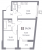 Планировка двухкомнатной квартиры площадью 54.34 кв. м в новостройке ЖК "Графика"