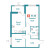 Планировка двухкомнатной квартиры площадью 51.2 кв. м в новостройке ЖК "Графика"