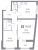 Планировка двухкомнатной квартиры площадью 54.03 кв. м в новостройке ЖК "Графика"