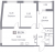 Планировка трехкомнатной квартиры площадью 66.04 кв. м в новостройке ЖК "Графика"