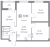Планировка трехкомнатной квартиры площадью 67.82 кв. м в новостройке ЖК "Графика"