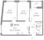 Планировка трехкомнатной квартиры площадью 66.57 кв. м в новостройке ЖК "Графика"