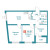 Планировка трехкомнатной квартиры площадью 63.31 кв. м в новостройке ЖК "Графика"