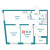 Планировка трехкомнатной квартиры площадью 63.3 кв. м в новостройке ЖК "Графика"
