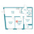 Планировка трехкомнатной квартиры площадью 64.67 кв. м в новостройке ЖК "Графика"