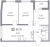 Планировка трехкомнатной квартиры площадью 65.26 кв. м в новостройке ЖК "Графика"