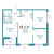 Планировка трехкомнатной квартиры площадью 62.89 кв. м в новостройке ЖК "Графика"
