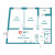 Планировка трехкомнатной квартиры площадью 66.11 кв. м в новостройке ЖК "Графика"