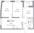 Планировка трехкомнатной квартиры площадью 65.69 кв. м в новостройке ЖК "Графика"