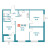 Планировка трехкомнатной квартиры площадью 66.56 кв. м в новостройке ЖК "Графика"