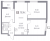 Планировка трехкомнатной квартиры площадью 73.34 кв. м в новостройке ЖК "Графика"