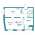 Планировка трехкомнатной квартиры площадью 63.7 кв. м в новостройке ЖК "Графика"