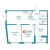 Планировка трехкомнатной квартиры площадью 63.98 кв. м в новостройке ЖК "Графика"