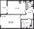 Планировка однокомнатной квартиры площадью 37.25 кв. м в новостройке ЖК Cube