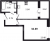 Планировка однокомнатной квартиры площадью 32.69 кв. м в новостройке ЖК Cube