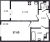 Планировка однокомнатной квартиры площадью 37.69 кв. м в новостройке ЖК "Cube"