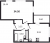 Планировка однокомнатной квартиры площадью 34.5 кв. м в новостройке ЖК "Cube"