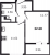 Планировка однокомнатной квартиры площадью 32.68 кв. м в новостройке ЖК "Cube"