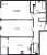 Планировка двухкомнатной квартиры площадью 57.21 кв. м в новостройке ЖК "Cube"