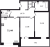 Планировка двухкомнатной квартиры площадью 71.44 кв. м в новостройке ЖК Cube