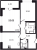 Планировка двухкомнатной квартиры площадью 52.05 кв. м в новостройке ЖК Cube