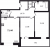 Планировка двухкомнатной квартиры площадью 71.44 кв. м в новостройке ЖК Cube